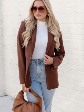 Pink Lily Brown Blazer